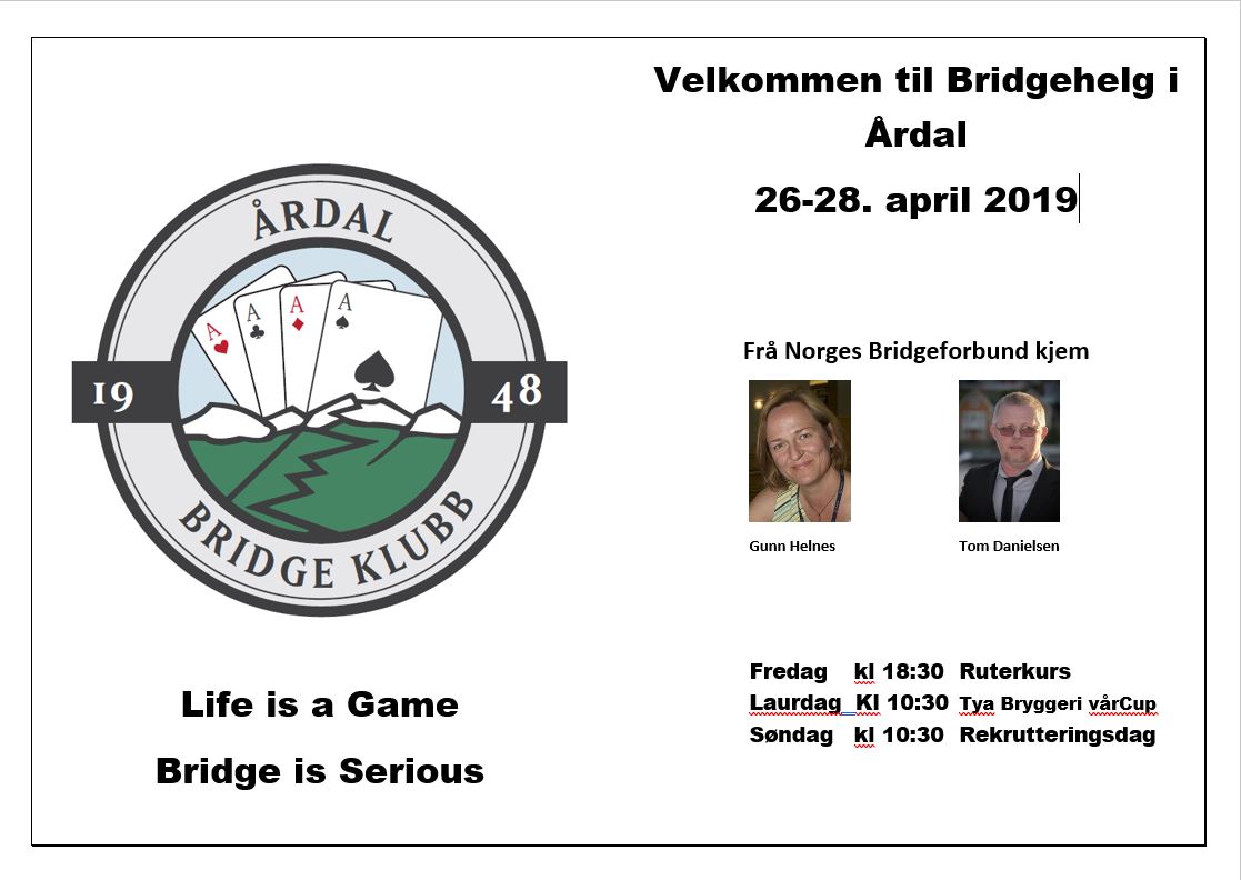 Velkommen til fartsfylt bridgehelg i Årdal